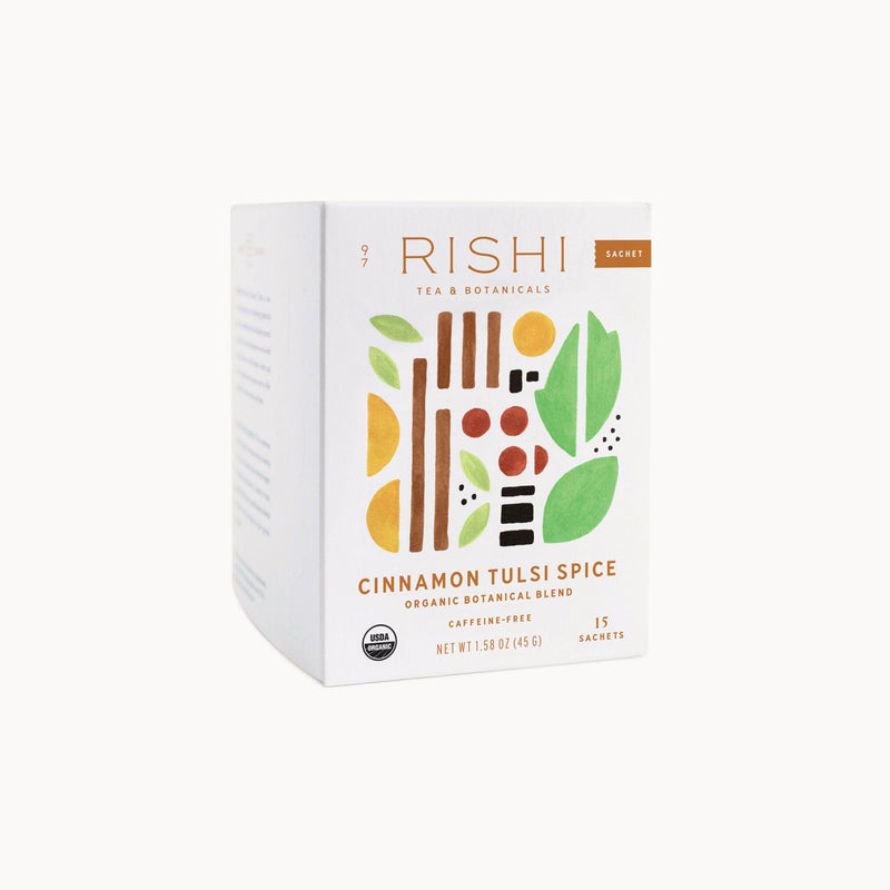 Rishi Tea & Botanicals Cinnamon Tulsi Spice tea.