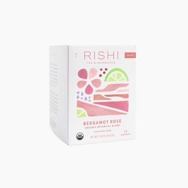 A box of Rishi Tea & Botanicals' Bergamot Rose tea.