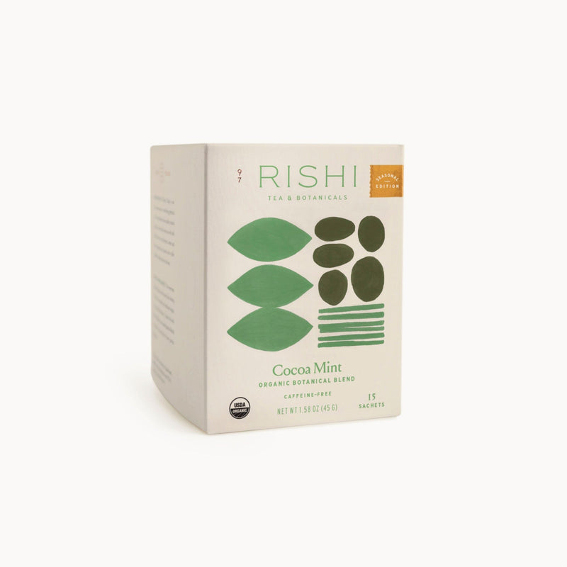 A box of Rishi Tea & Botanicals Cocoa Mint.