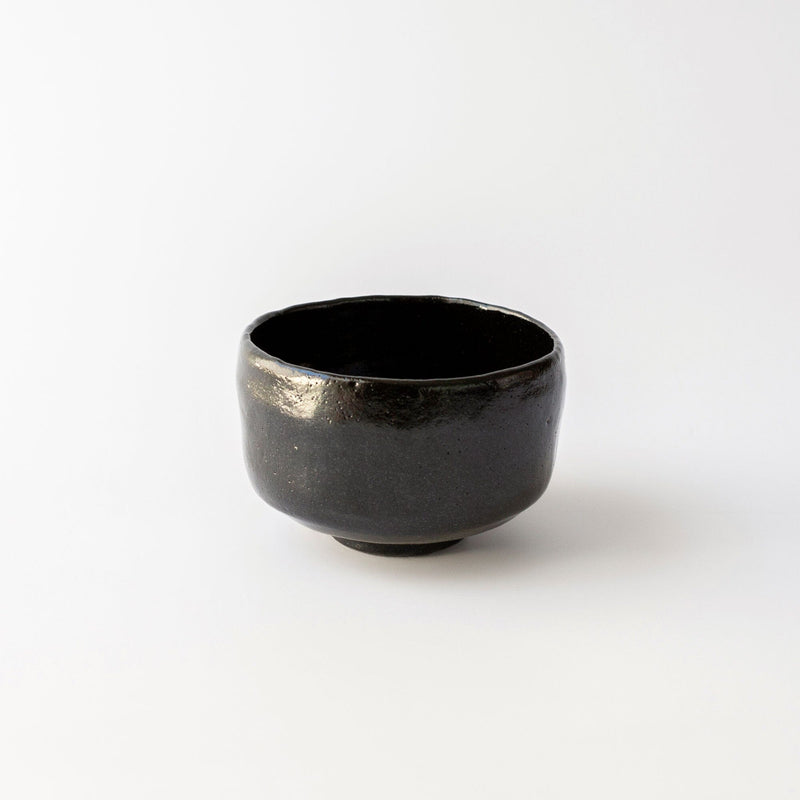A traditional Black Shoraku Matcha Bowl by Chato Co., Ltd. on a white background.